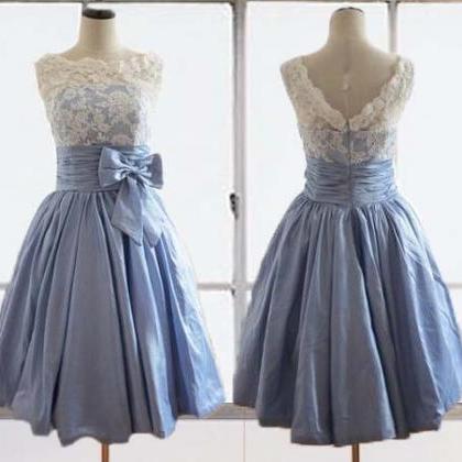 Short Lace Prom Dress,blue Lace Evening Dress,lace..